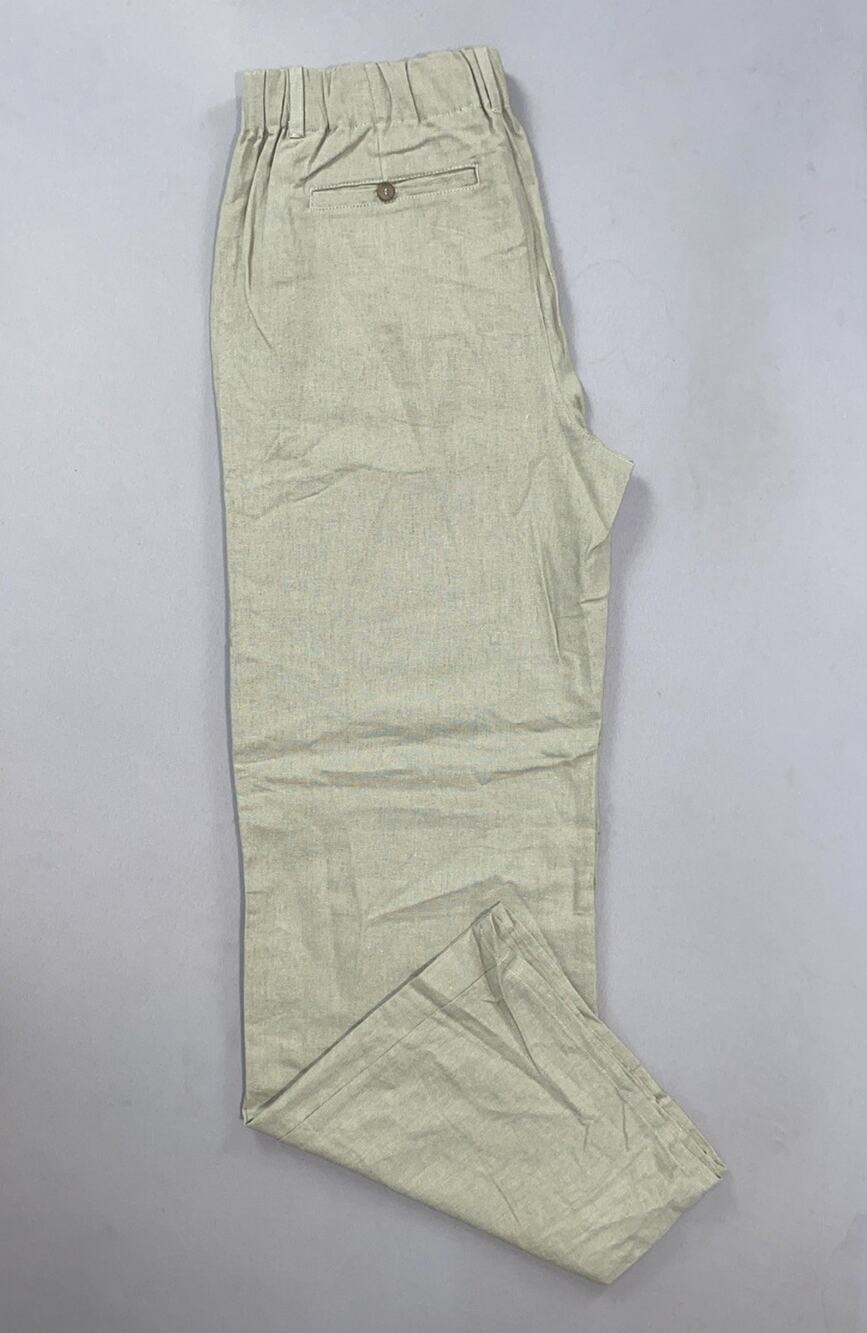 Love Tree Women's Pleated Wide Leg Linen Blend Chino Pants. Olive, Size L. NWOT!